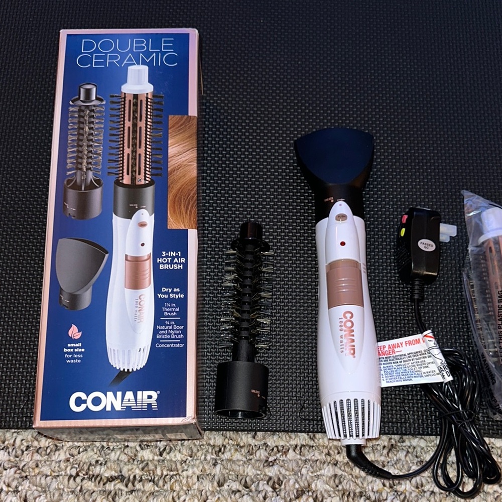 Conair Double Ceramic 3-in-1 Hot Air Brush Hair Dryer